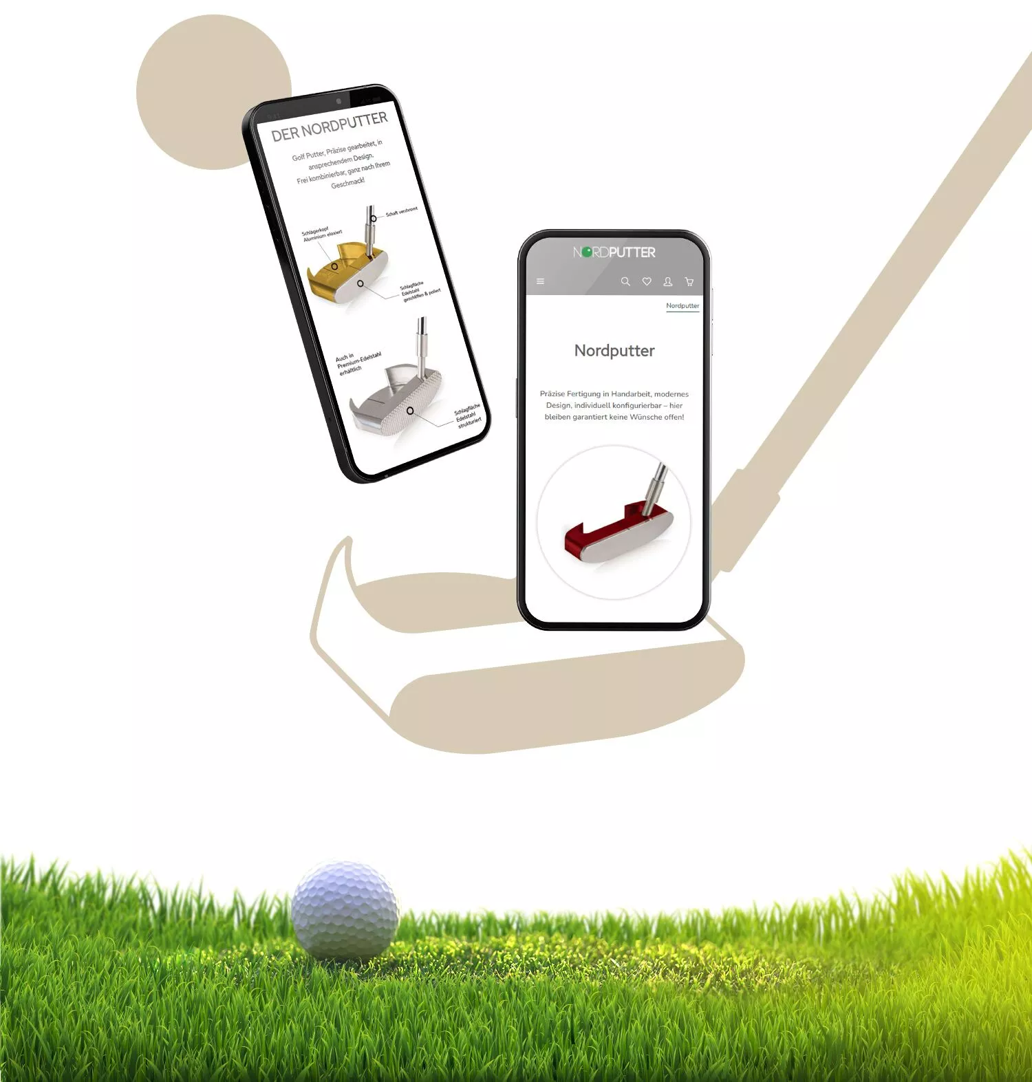 Golfprodukte Onlineshop bauen lassen - Mobile Ansicht des Onlineshops für Golfprodukte