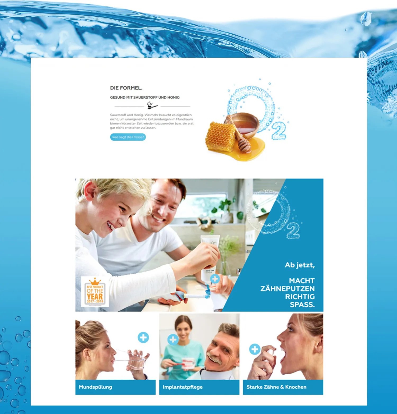 Neue Webseite für Zahnpflegeprodukte - Kleiner Ausschnitt des neuen Onlineshops für Zahnpflegeprodukte
