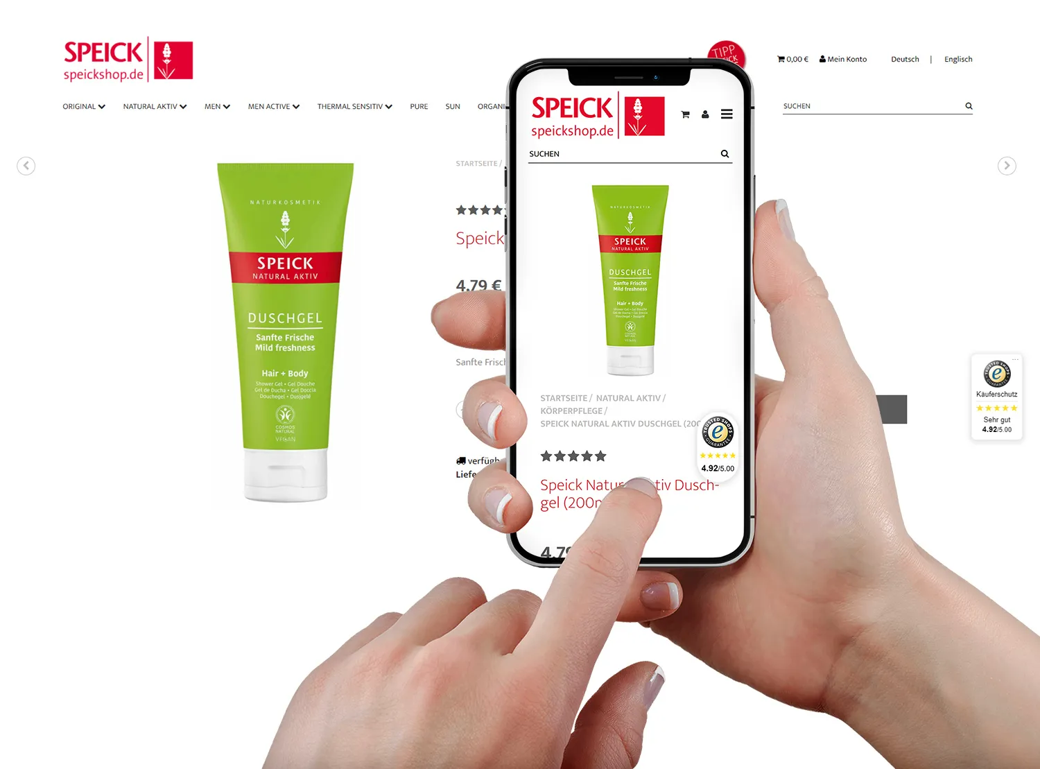 Onlineshop Erstellung für Naturkosmetik - Verschiedene Ansichten des Onlineshops auf unterschiedlichen Geräten