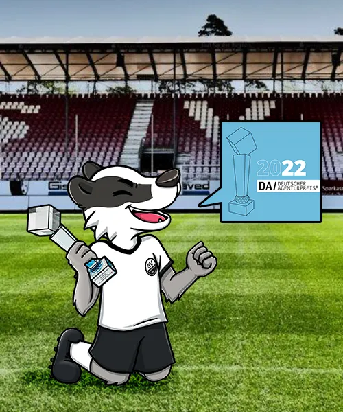 Referenz Maskottchen Illustration Verein - Gewinner deutscher Agenturpreis 2022 Illustration des Hardi vom SV Sandhausen