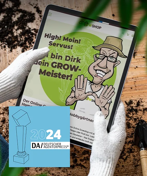 SEO-Strategie Referenz Dirks Growshop – Startseite des Onlineshops auf Tablet
