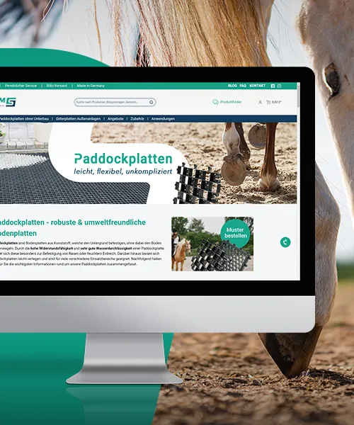 Spectrum Paddockplatten Onlineshop - Paddockplatten Onlineshop auf Mac-Monitor