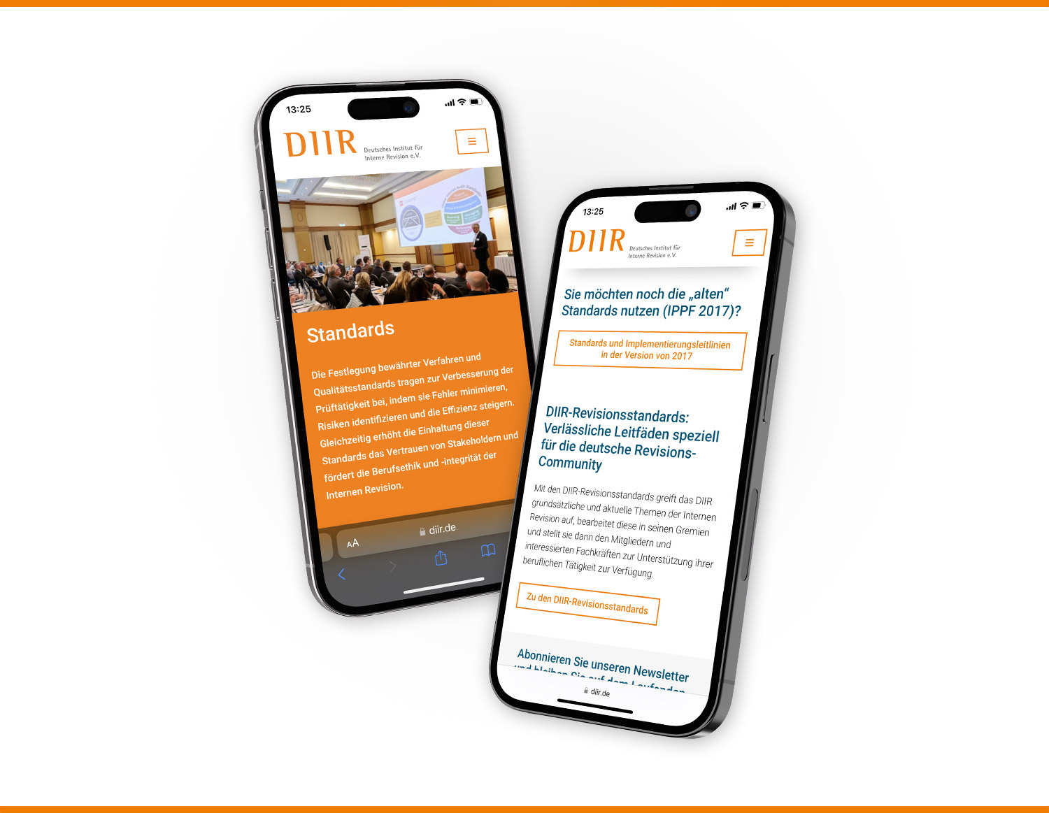 Softwareentwicklung DIIR Referenz imc Digitalagentur – Mobile Ansicht der DIIR Webseite
