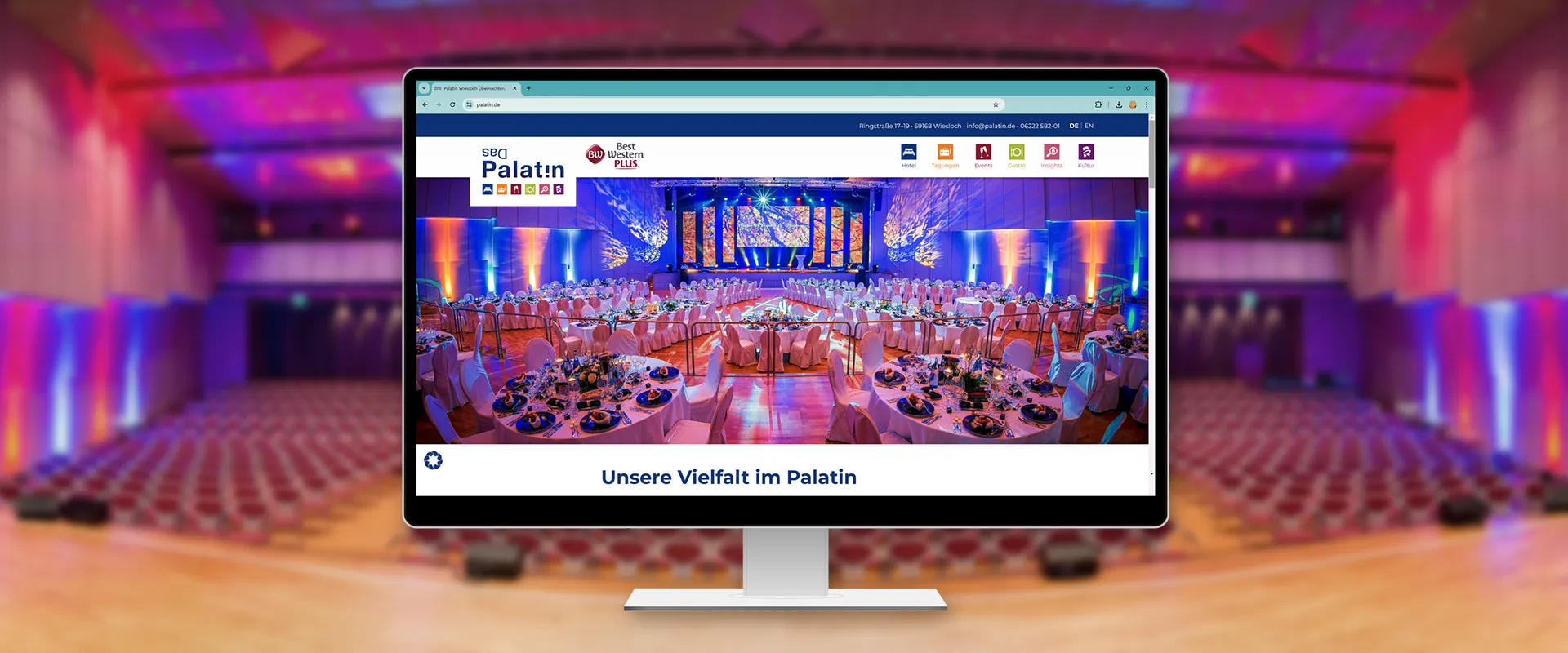 Webdesign Palatin – Computerbildschirm mit Startseite von Palatin